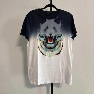 Fifty Five DSL DIESEL Panda Tiger Print Ombre Short Sleeve 100% Cotton Tee SM